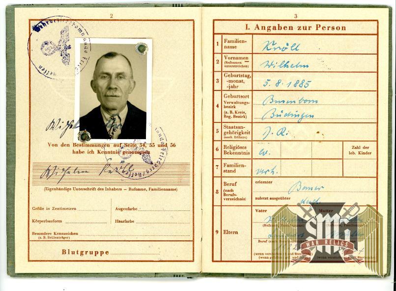 Wehrpass "Wilhelm Knoll" Landsturm