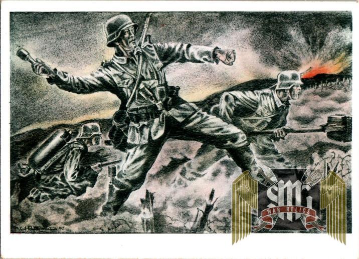 Sturmpioniere vor dem Festungswerk Postcard