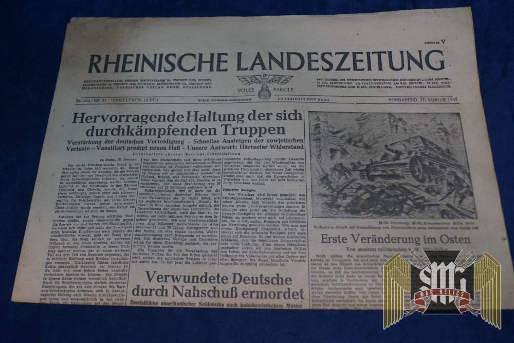 Rheinische Landeszeitung Newspaper Jan 1945
