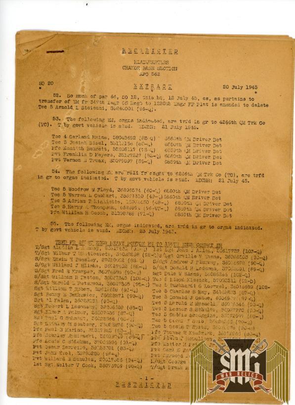 Paperwork grouping for Carl Fetting of the 108th Engineers