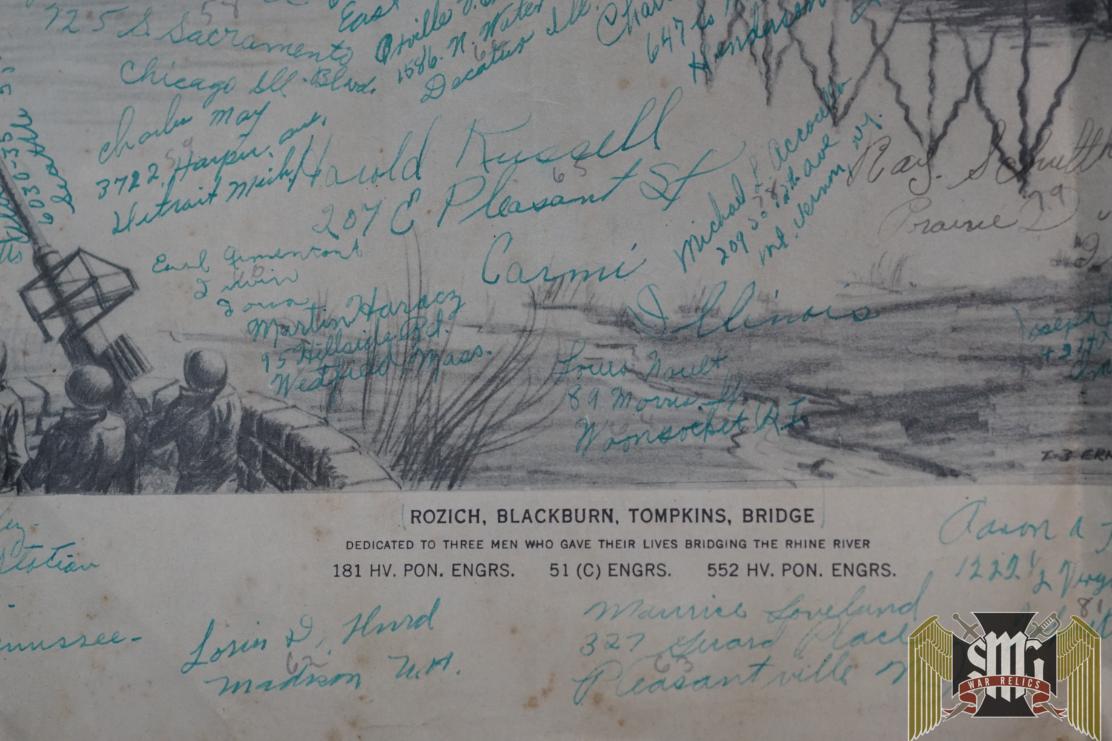 WW2 Engineers Print Of German Rozich Blackburn Tompkins Bridge Unit Signed