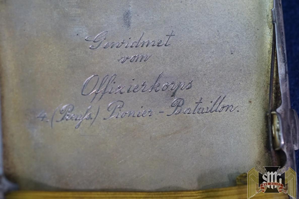 Silver Cigarette case gifted to Prussian Pioneer Officer