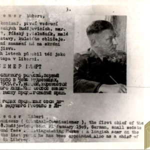 Czechoslovakian SS Gestapo (Sipo-SD) allied “wanted” Card Hubert Ziemer Commissioner