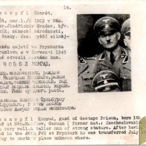 Czechoslovakian SS Gestapo (Sipo-SD) allied “wanted” Card Konrad Kosnopfl