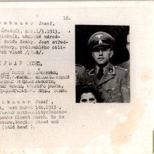 Czechoslovakian SS Gestapo (Sipo-SD) allied “wanted” Card Josef Neubauer
