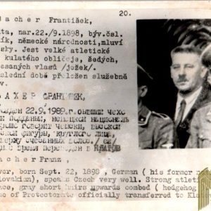 Czechoslovakian SS Gestapo (Sipo-SD) allied “wanted” Card Franz Bacher