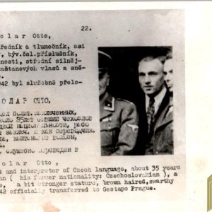 Czechoslovakian SS Gestapo (Sipo-SD) allied “wanted” Card Otto Kolar