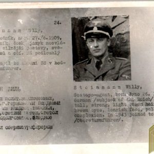 Czechoslovakian SS Gestapo (Sipo-SD) allied “wanted” Card Steinmann Willy