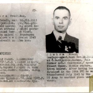 Czechoslovakian SS Gestapo (Sipo-SD) allied “wanted” Card Franz Jiskra