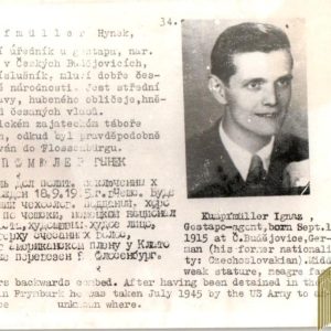 Czechoslovakian SS Gestapo (Sipo-SD) allied “wanted” Hynek Kumpfmuller