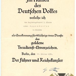 40 year faithful service Award document for Building inspector