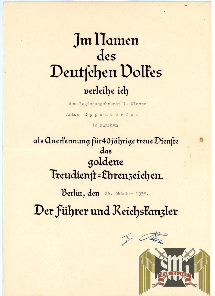 40 year faithful service Award document for Building inspector