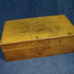 This box came in a larger collection and might be authentic to the period but i don't think the tag on the inside is. Looks like the tag is modern and was added by a collector. It's well made and is 9.5  x 5.25 x 3".  