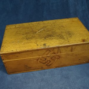 This box came in a larger collection and might be authentic to the period but i don't think the tag on the inside is. Looks like the tag is modern and was added by a collector. It's well made and is 9.5  x 5.25 x 3".  