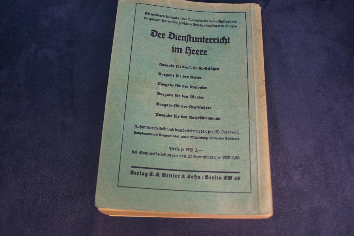 der dienstunterricht im heere 1935 Army Training manual Rifle/MG