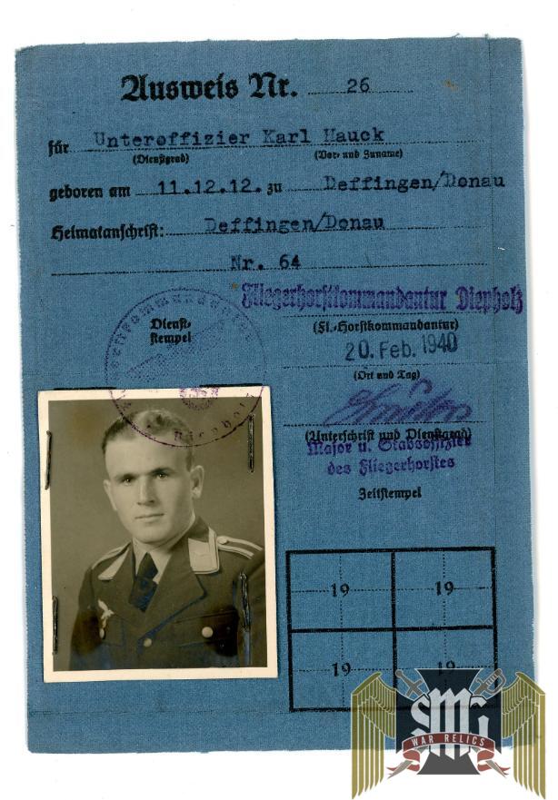 Truppen Ausweis For Airman Karl Hauck Bomber flight engineer???