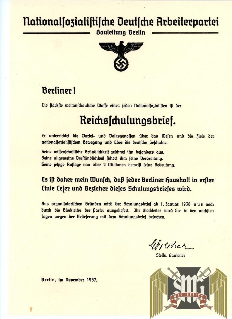 Letter Stressing Importance of subscribing to Reichs training letters