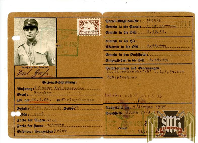 SA Ausweis 1931 Party Member