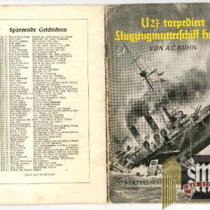 WW1 Paperback U27 torpediert Flugzeugmutterschiff Hermes