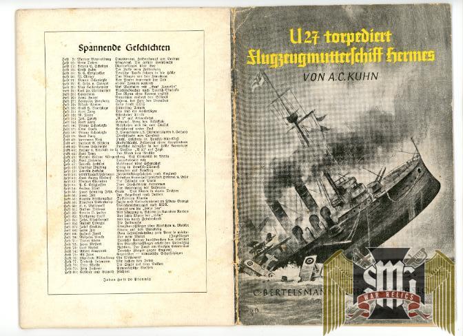 WW1 Paperback U27 torpediert Flugzeugmutterschiff Hermes