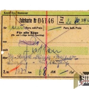 German Train Ticket 1944