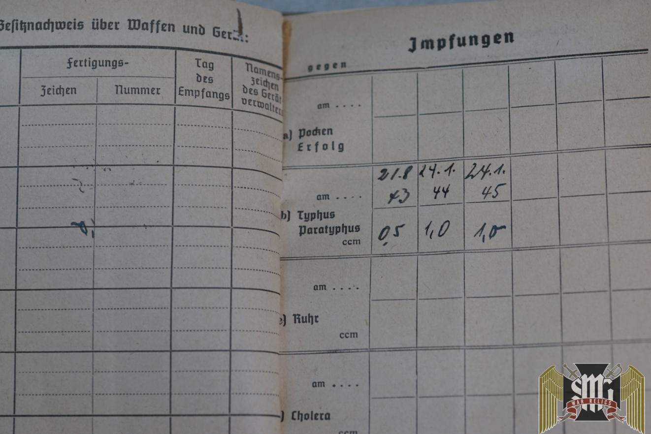 SS Soldbuch for Oberscharfuhrer Karl Hembach Hunyadi 25th Waffen Grenadiers