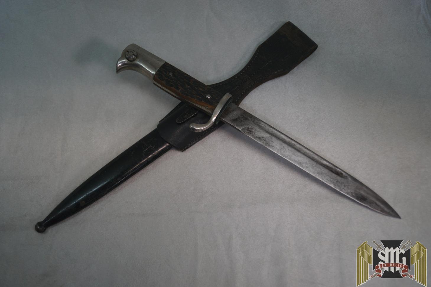 Stag grip dress bayonet converted to fighting knife by Krebs