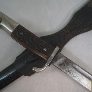 Stag grip dress bayonet converted to fighting knife by Krebs