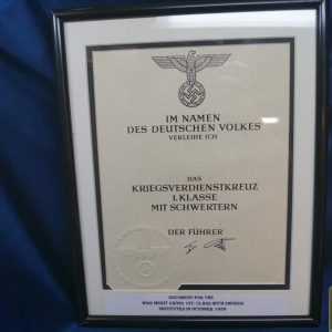 War Merit Cross First Class document