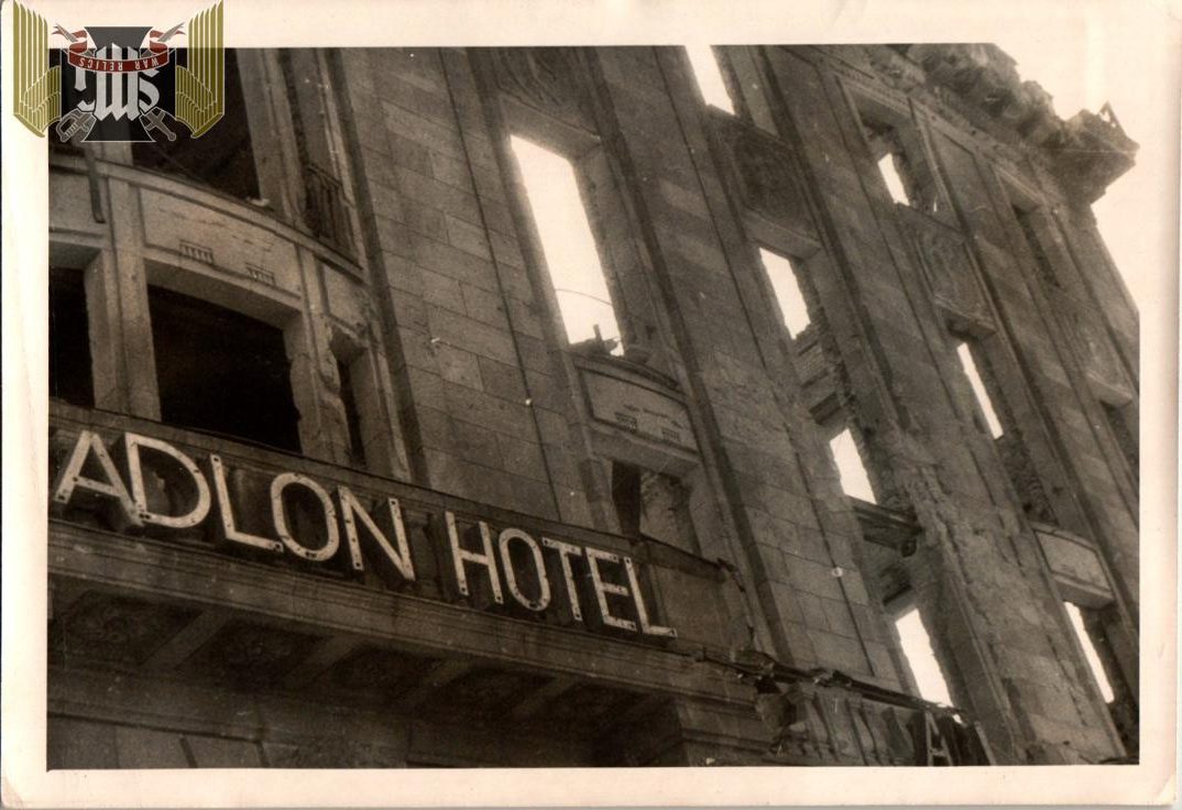 Bombed out Adlon Hotel photo "Russian sector" on the back.