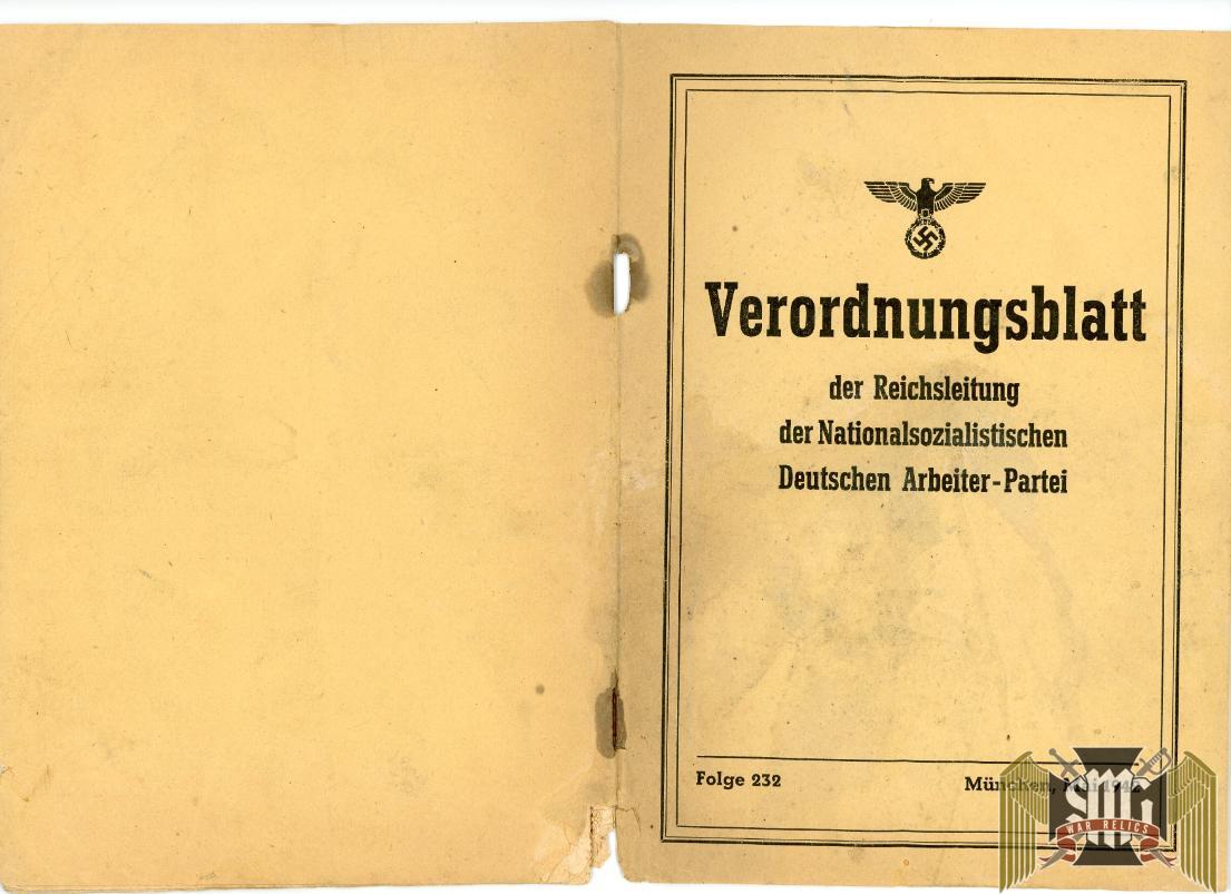 Verordnungsblatt (Reichsleadership Gazette) Issue 232 May 1942