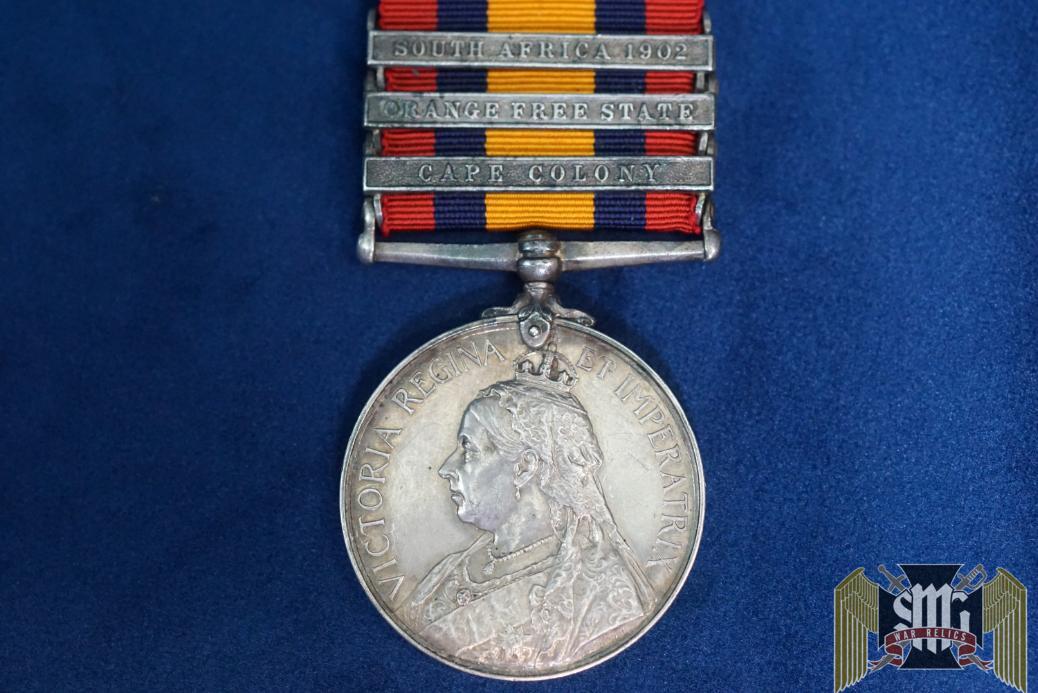 South Africa Boer War Medal with 3 bars