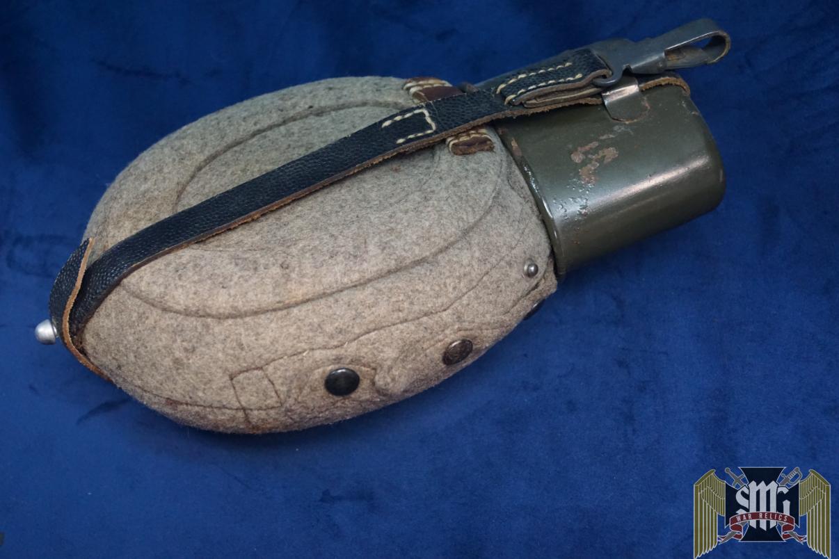 German WWII Late War Matching .7 Liter Canteen With Cup MN44