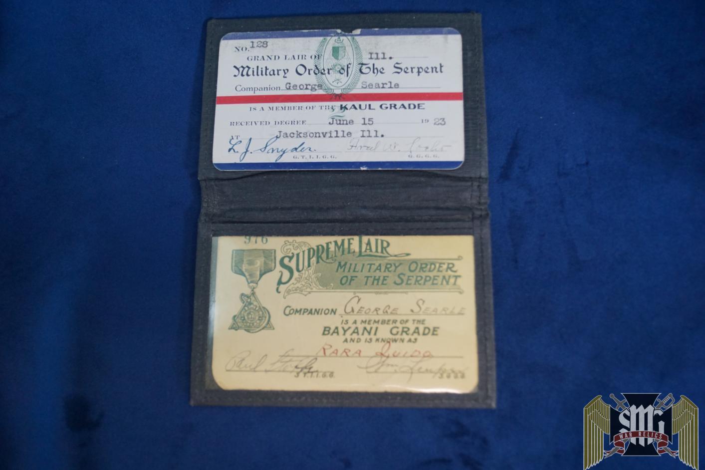 Military Order of the Serpent Membership cards 1923