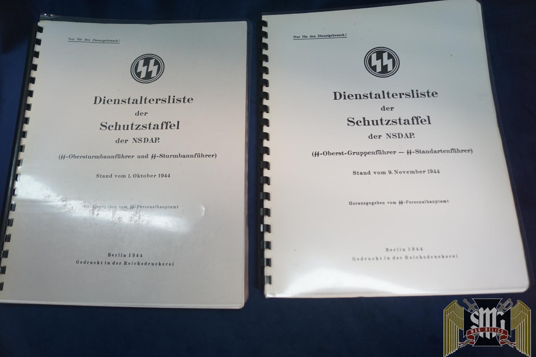 SS Dienstaltersliste Vom 9 Nov 1944 & Vom 1 October 1944