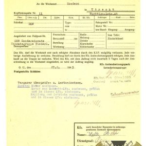 Military Truck Repair order and Bill march 1945