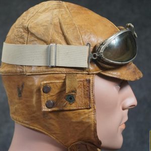 U.S. WWI Aero Squadron Leather Flying Helmet with Goggles