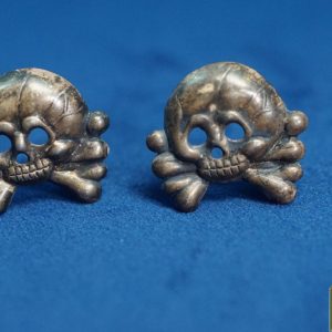 Early Silvered Aluminum Panzer Skull matched set