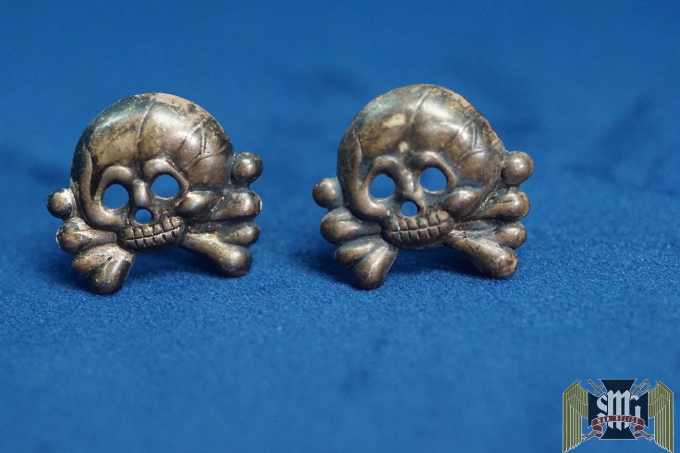 Early Silvered Aluminum Panzer Skull matched set