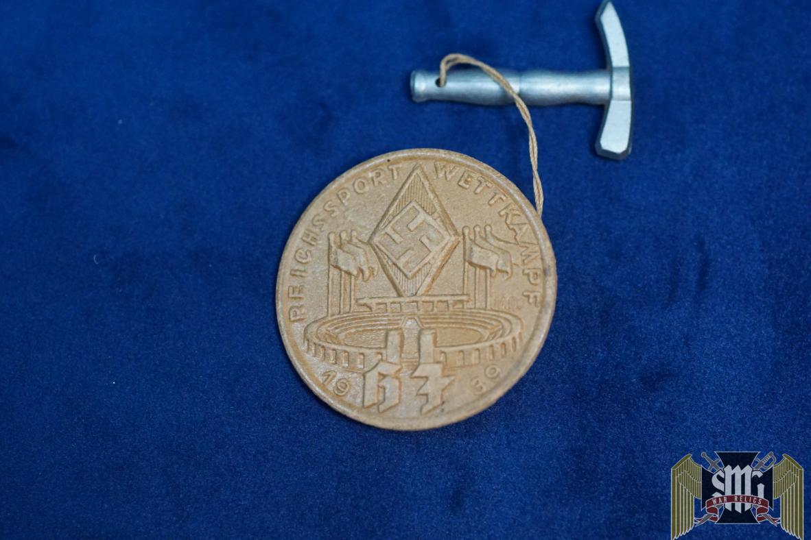 reichssport wettkampf 1939 hitler youth paper tinnie W/hammer