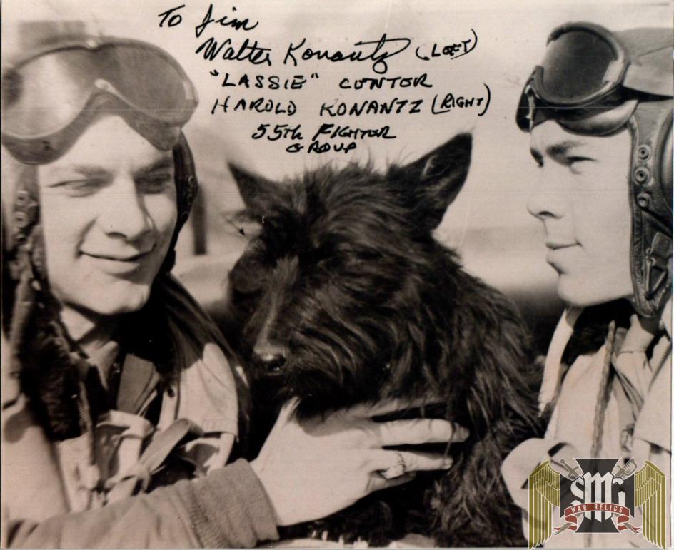 Walt Konantz lassie signature 1st Lt. USAAF 55th fighter group 5 kills
