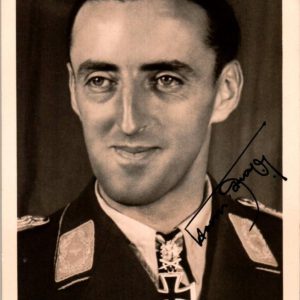 Major Hermann Graf Signed Card (knights Cross w/Diamonds winner)
