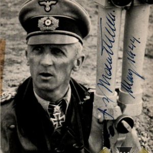 stock image of the general with trench binoculars, signed adding rank and dated May, 1944 (though signed post-war)