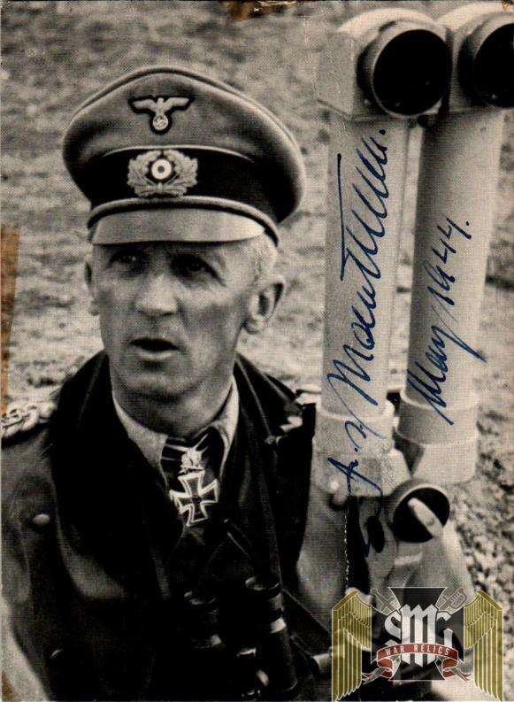 stock image of the general with trench binoculars, signed adding rank and dated May, 1944 (though signed post-war)