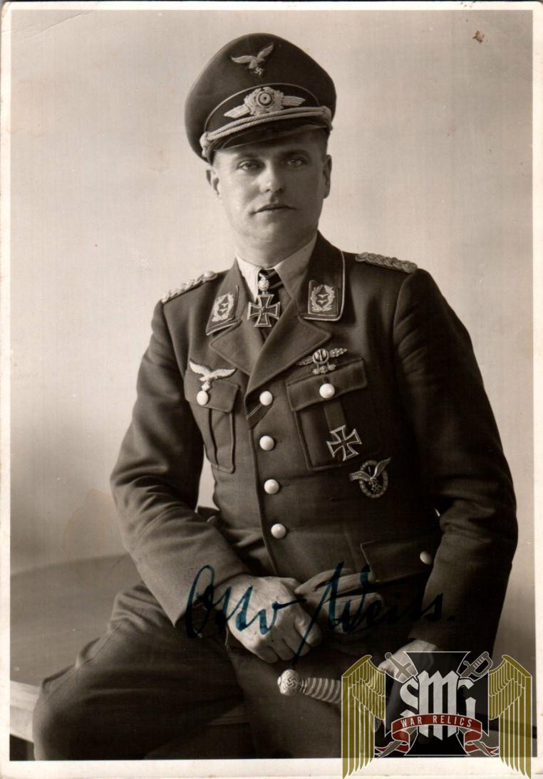 Otto Weiss-Vintage War Time Signed Postcard (WWII German Ace Pilot)