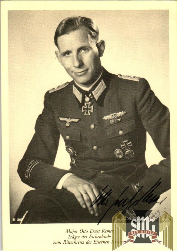 OTTO ERNST REMER Signature (Hitler Assassination plot foiler)