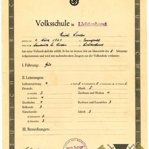 Volksschule Graduation Certificate