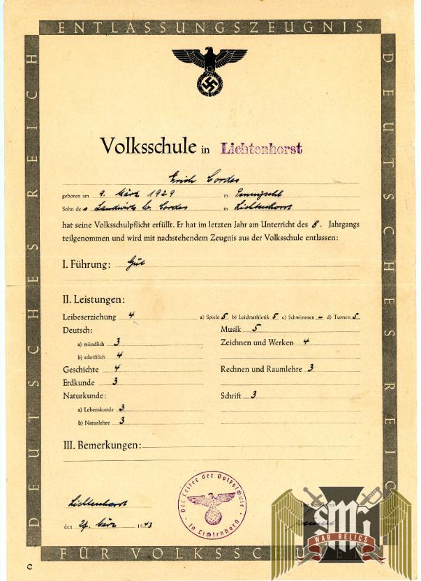 Volksschule Graduation Certificate