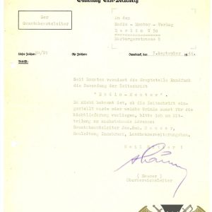 NSDAP memo regarding Missing magazine