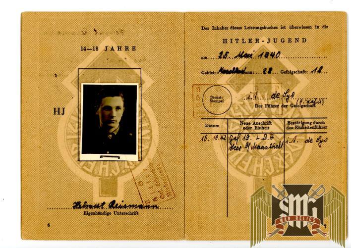 Hitler Youth Performance book Helmut Reismann Bronze entries